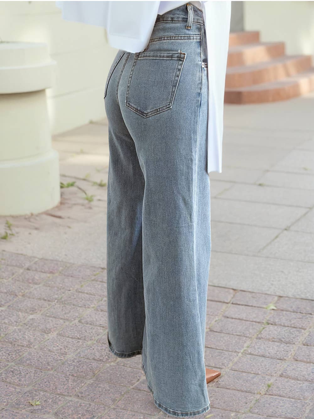 High Waist Button Zip Fly Bell Bottom Jeans