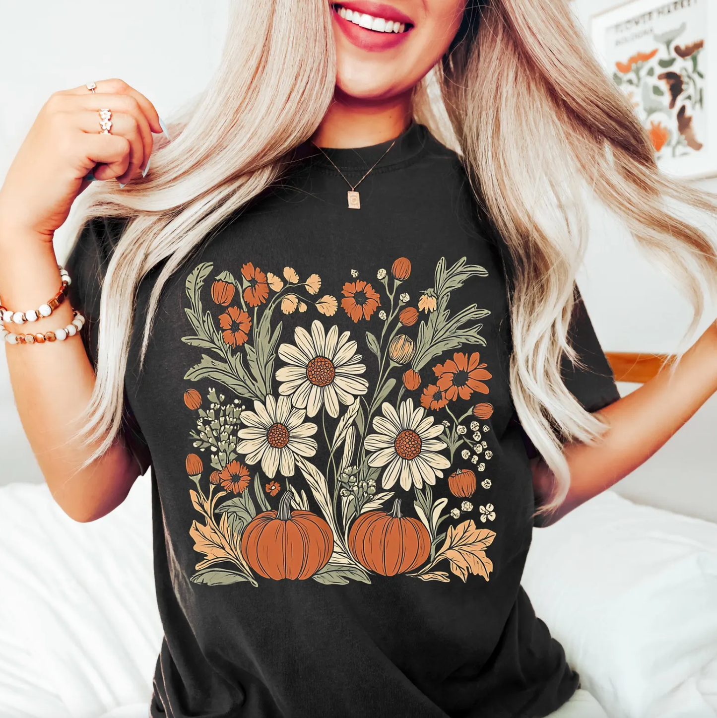 Boho Fall Floral Comfort Color Tee