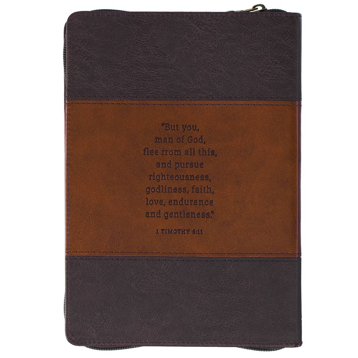 Man of God Leather Journal – Faith-Inspired Writing Journal for Men (Honey-Brown & Espresso, Zipper Closure)