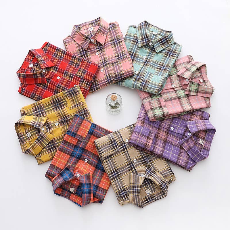 Basic Relaxed plaid cotton blend button shirt jacket Shacket