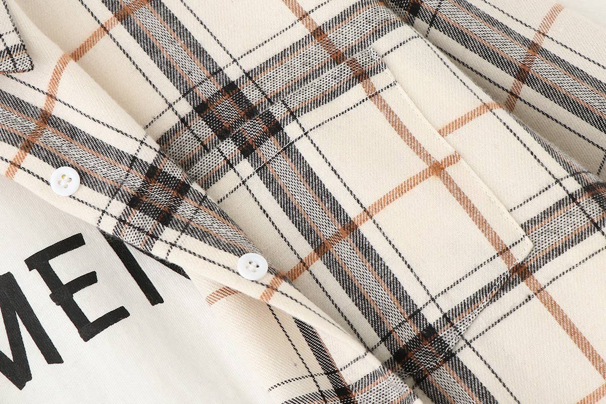 Basic Relaxed plaid cotton blend button shirt jacket Shacket