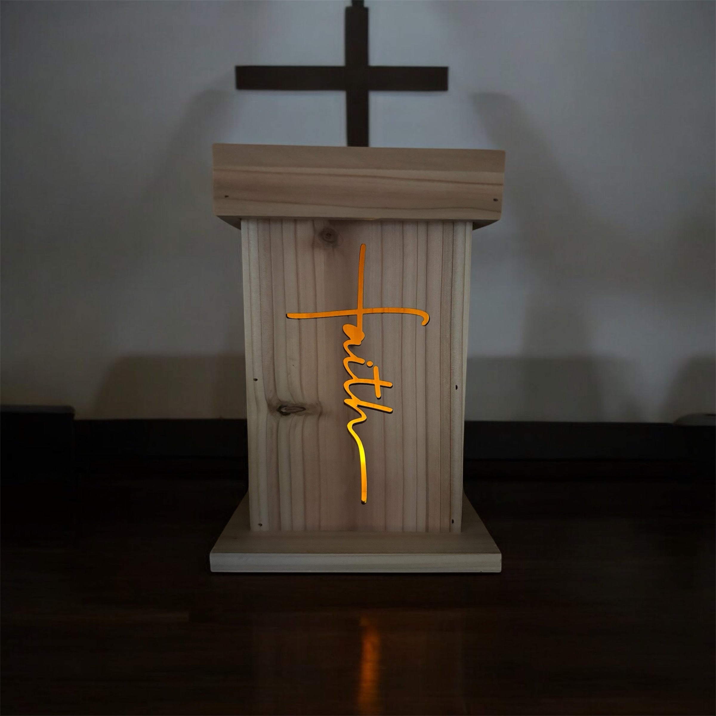 Handcrafted Cedar Lantern with "Faith" Design