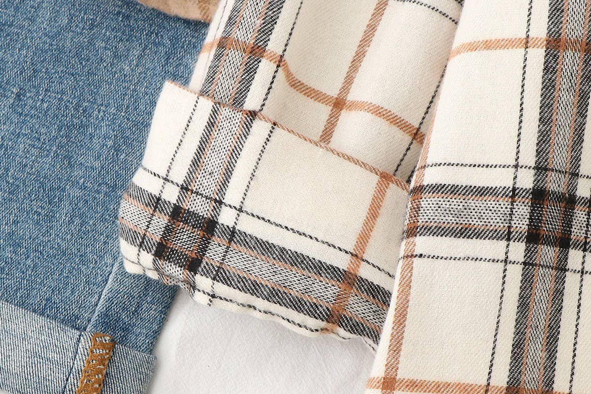 Basic Relaxed plaid cotton blend button shirt jacket Shacket