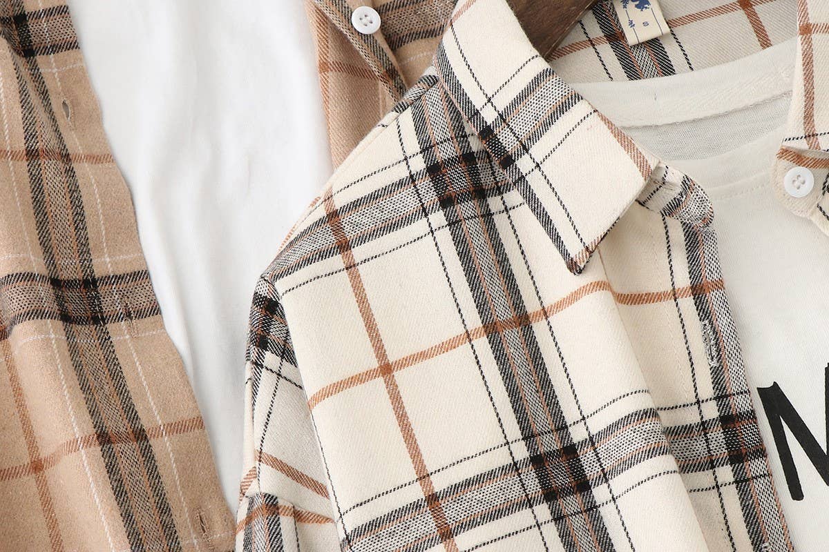 Basic Relaxed plaid cotton blend button shirt jacket Shacket