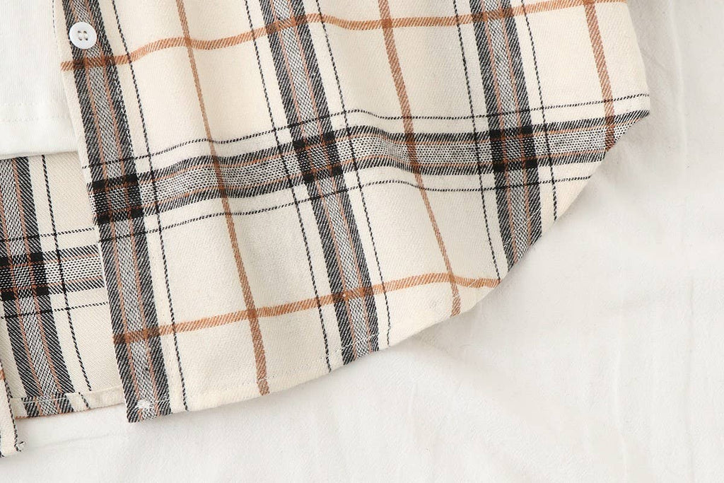 Basic Relaxed plaid cotton blend button shirt jacket Shacket